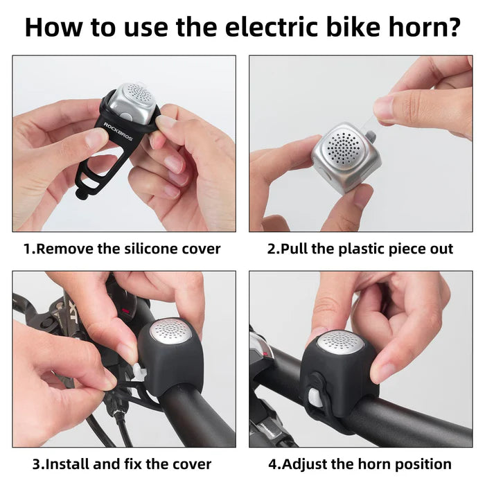 ROCKBROS Loud Electric Bike Horn for Handlebar with 90dB Sound, Rainproof Protection, and Replaceable Battery
#Color_Black