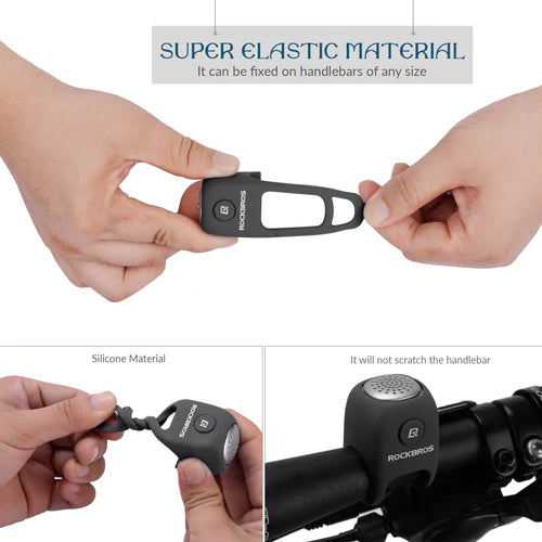 ROCKBROS Loud Electric Bike Horn for Handlebar with 90dB Sound, Rainproof Protection, and Replaceable Battery
#Color_Black