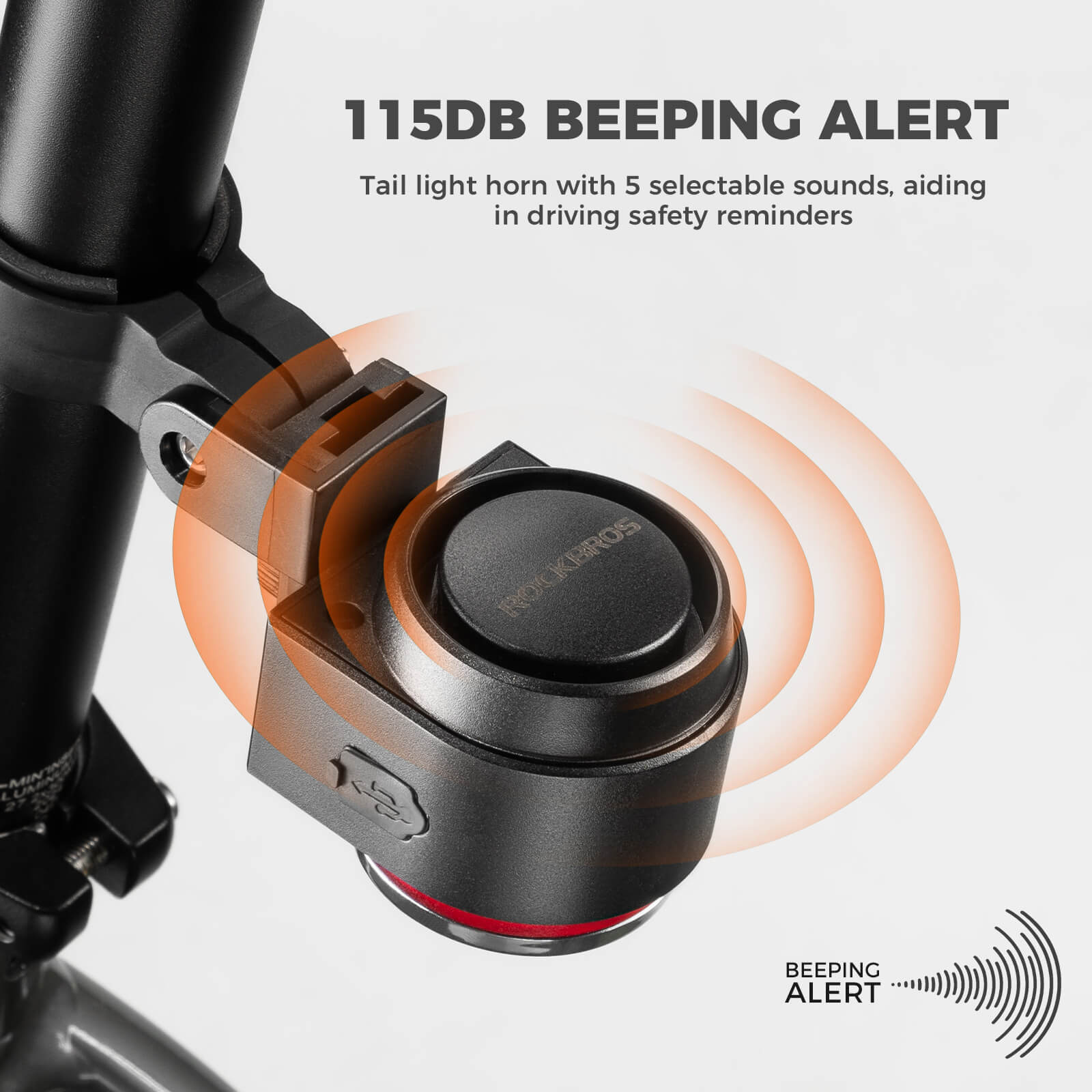 ROCKBROS A8Pro electronic tail light with built-in horn in action