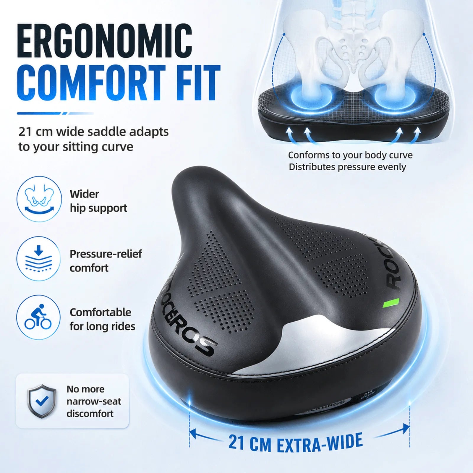 ROCKBROS adjustable air cushion bike saddle for personalized comfort