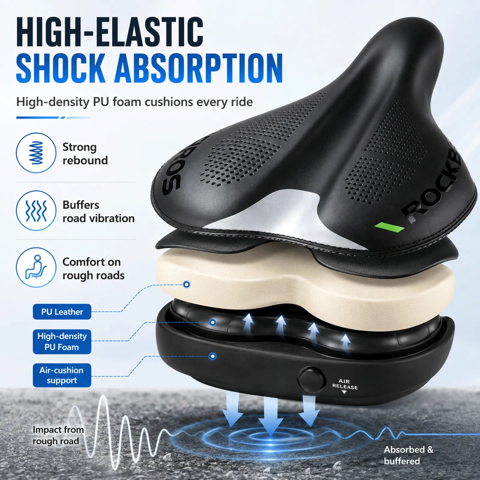 ROCKBROS adjustable air cushion bike saddle for personalized comfort