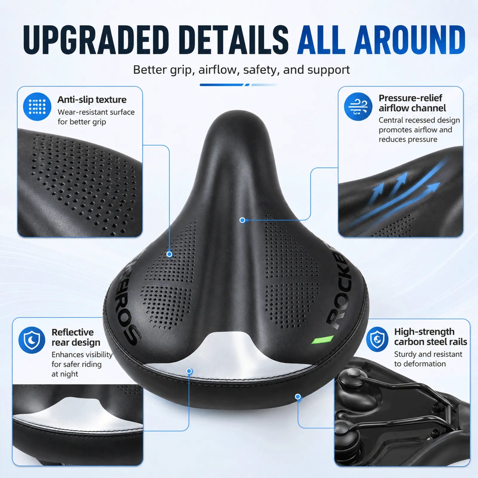 ROCKBROS adjustable air cushion bike saddle for personalized comfort