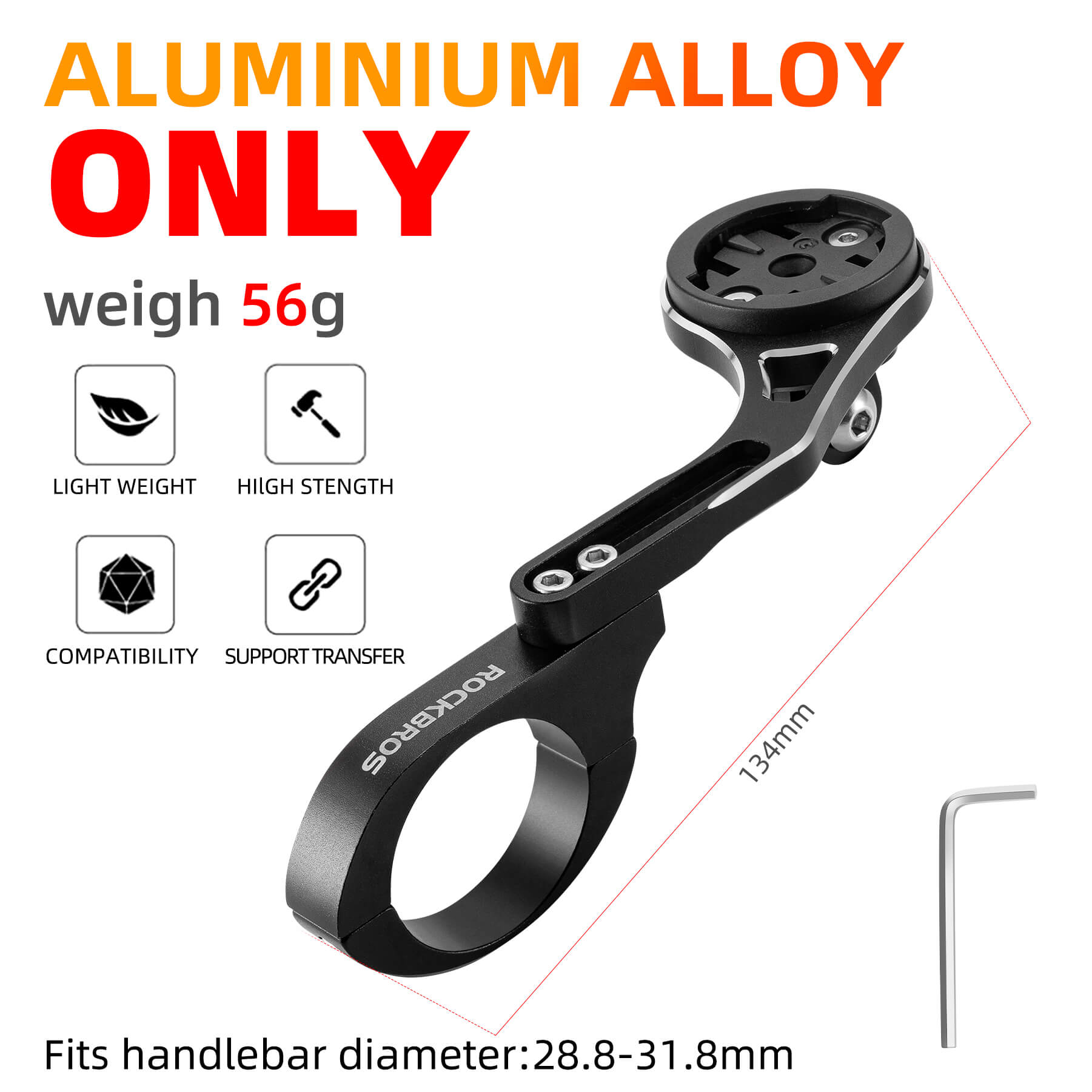 ROCKBROS adjustable bike computer mount with extendable design on handlebar