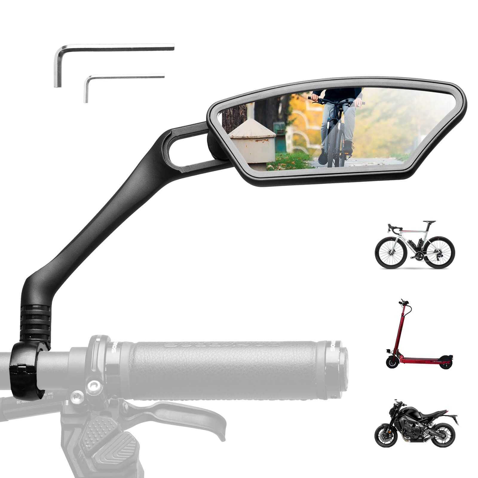 ROCKBROS adjustable bike handlebar rear view mirror with wide-angle HD lens and stable mount for safe rides
#Style_Right