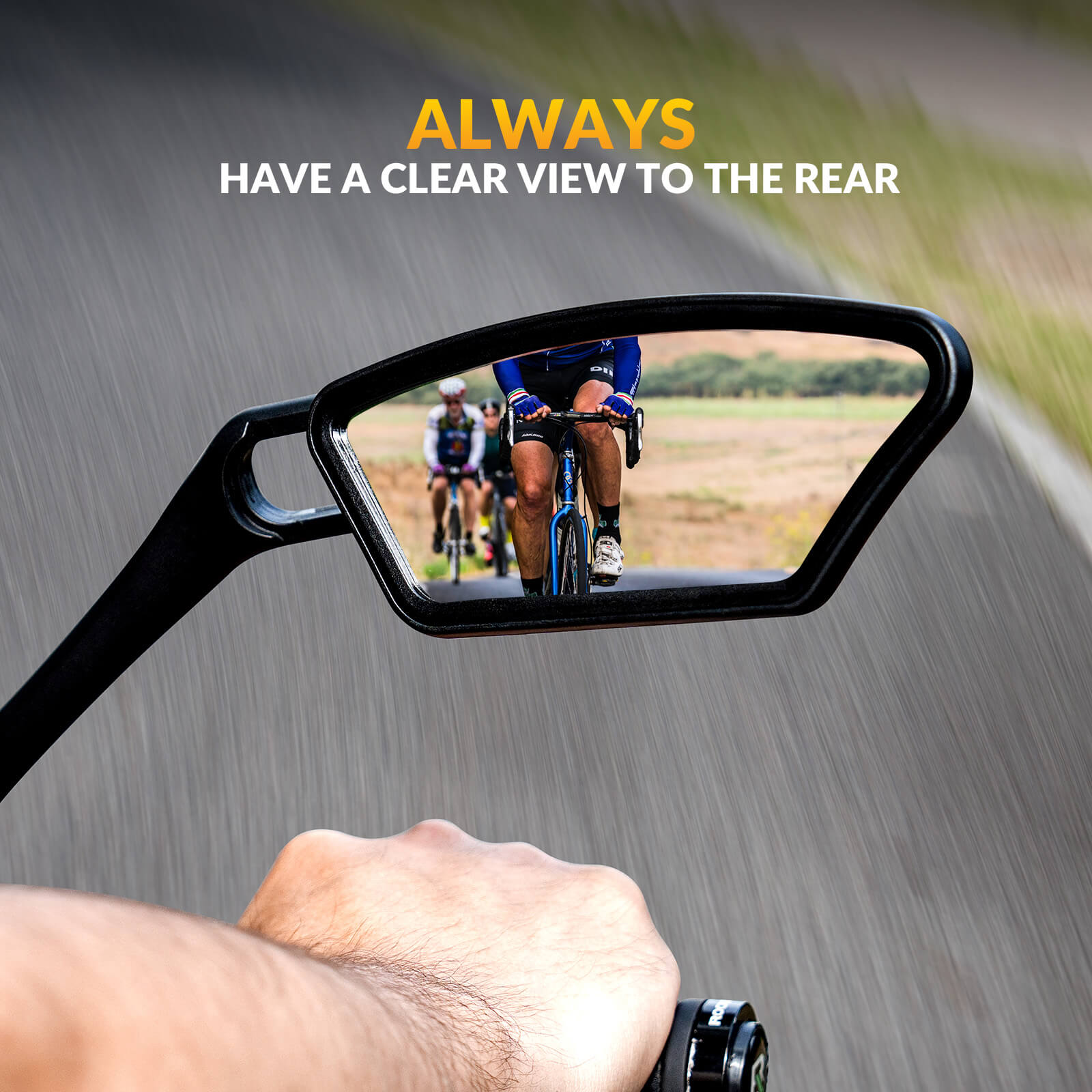 ROCKBROS adjustable bike handlebar rear view mirror with wide-angle HD lens and stable mount for safe rides