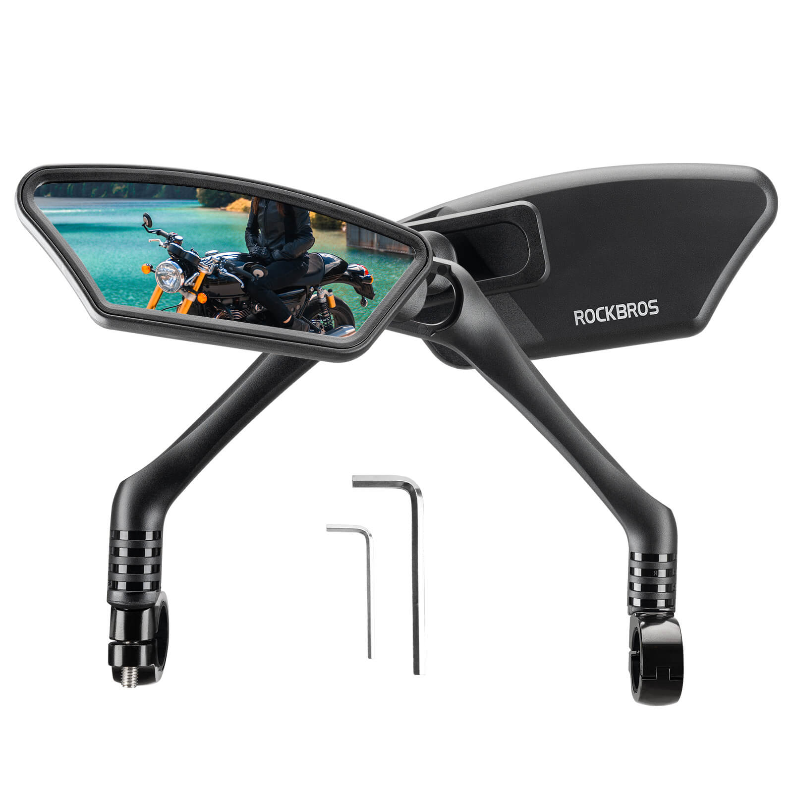 ROCKBROS adjustable bike handlebar rear view mirror with wide-angle HD lens and stable mount for safe rides
#Style_Left and Right
