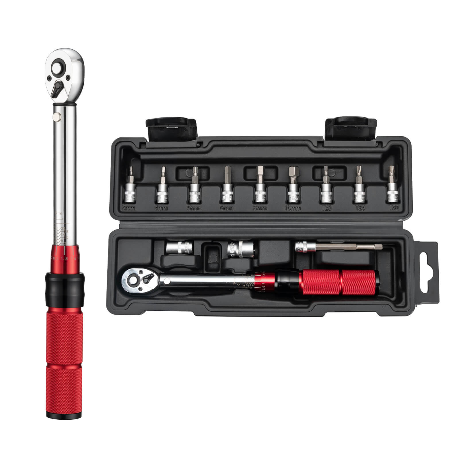 ROCKBROS Adjustable Torque Wrench Set for precise bicycle maintenance and repair, featuring 72-tooth ratchet and 2-24Nm torque adjustment