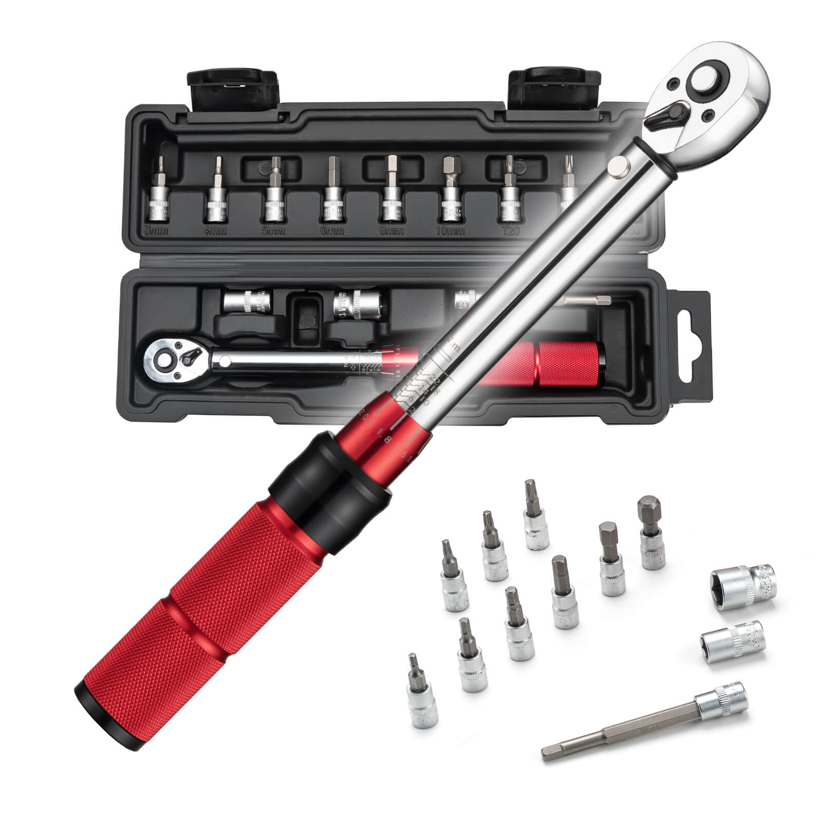 ROCKBROS Adjustable Torque Wrench Set for precise bicycle maintenance and repair, featuring 72-tooth ratchet and 2-24Nm torque adjustment