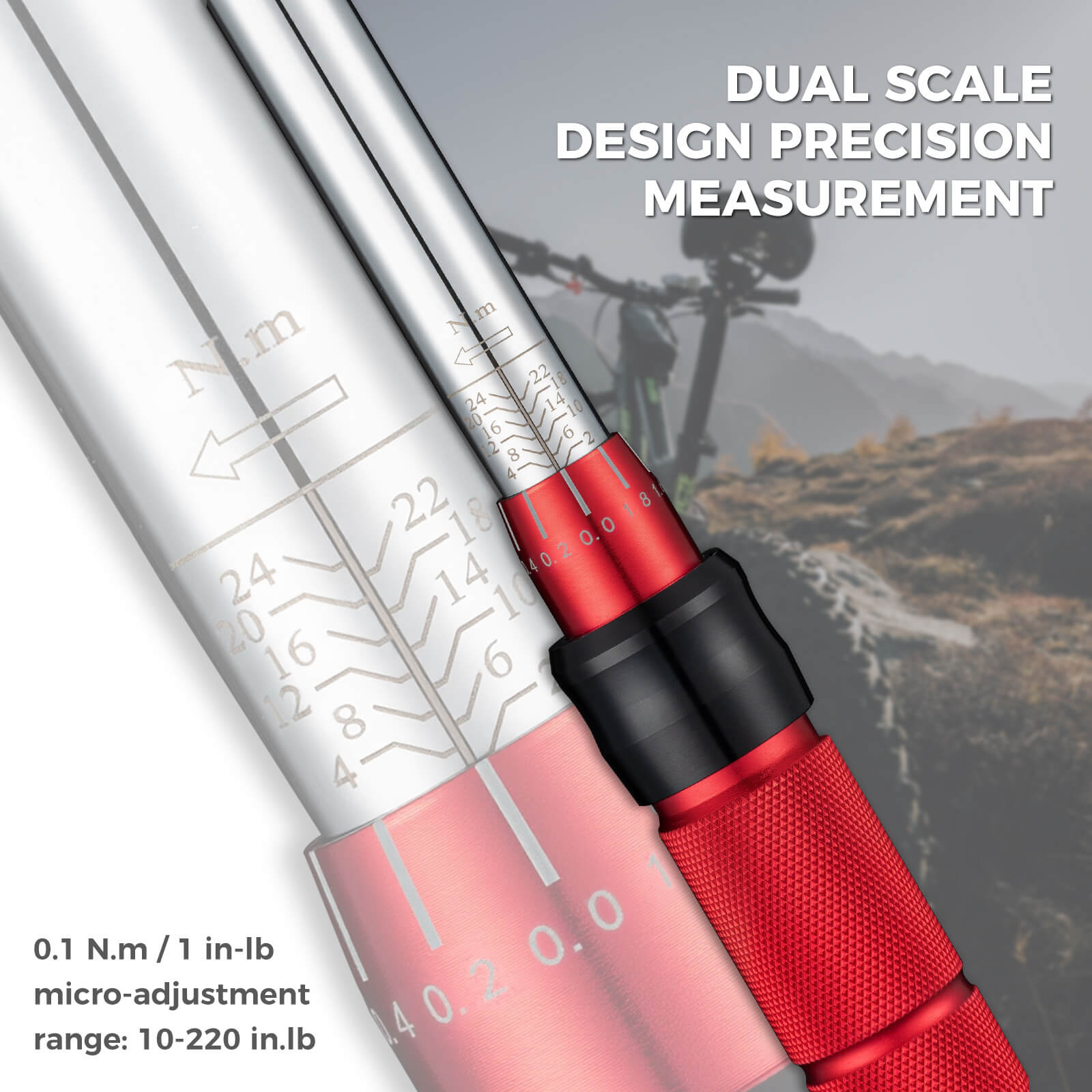 ROCKBROS Adjustable Torque Wrench Set for precise bicycle maintenance and repair, featuring 72-tooth ratchet and 2-24Nm torque adjustment