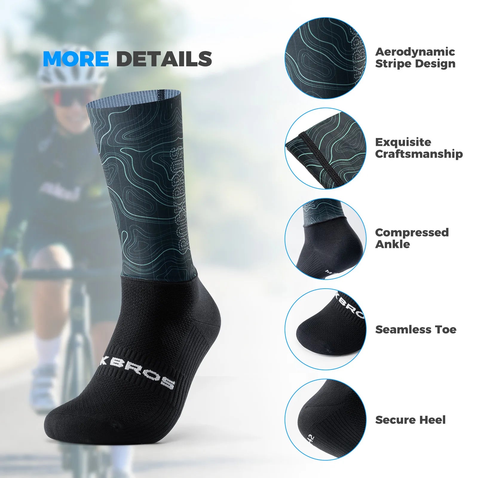 ROCKBROS aero compression cycling socks breathable moisture-wicking road cycling performance socks