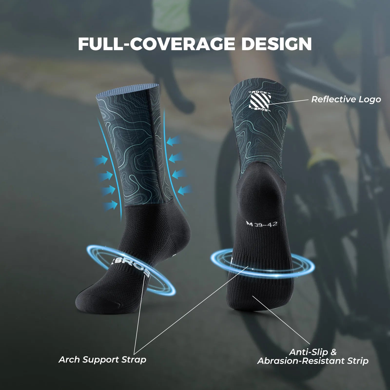 ROCKBROS aero compression cycling socks breathable moisture-wicking road cycling performance socks