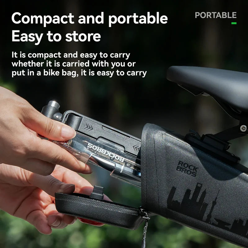 ROCKBROS all-in-one bike repair tool kit with mini ratchet, tire repair tools, and CO2 inflator