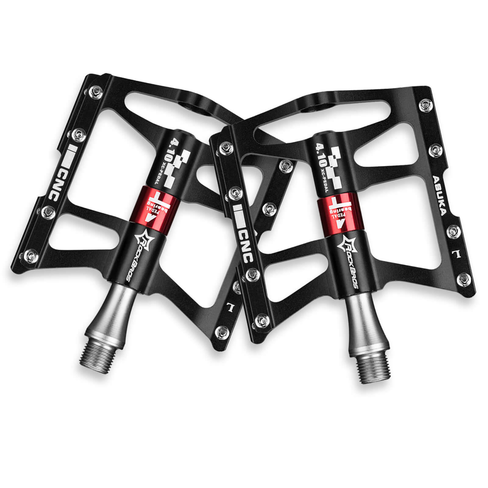 ROCKBROS Aluminum Alloy 4 Bearings Bike Pedals with wide platform, anti-slip studs
#Color_Black