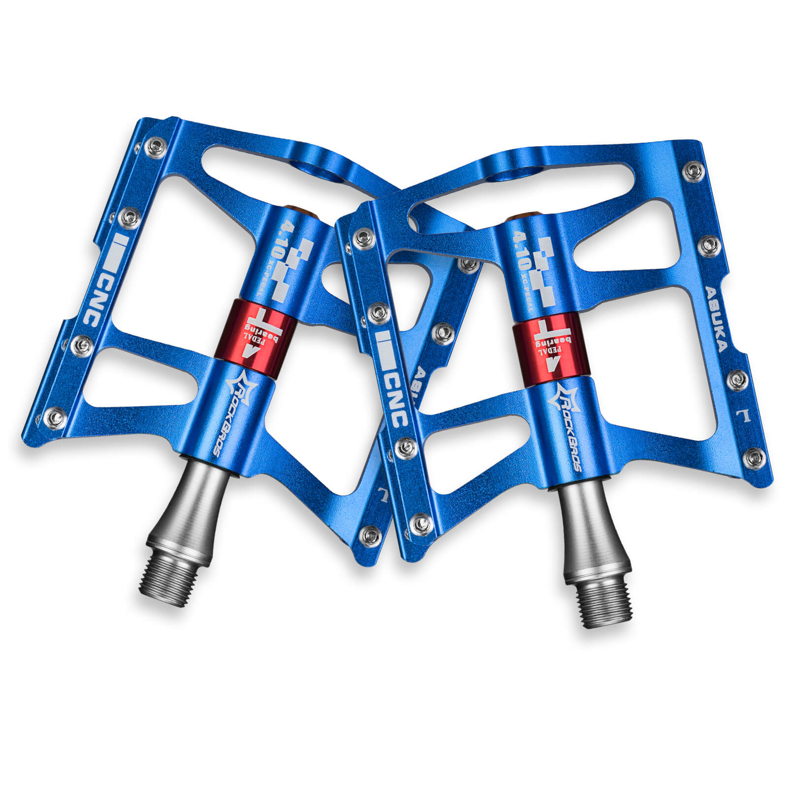 ROCKBROS Aluminum Alloy 4 Bearings Bike Pedals with wide platform, anti-slip studs
#Color_Blue