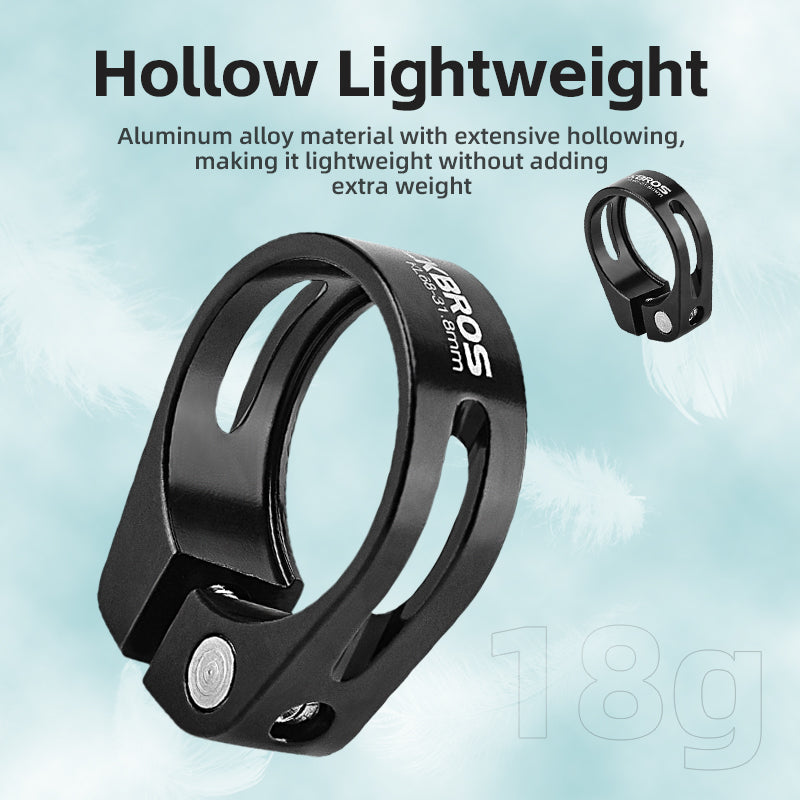 ROCKBROS Lightweight Hollow 6061 Aluminum Bike Seat Clamp with Easy-Screw Lock for Cycling