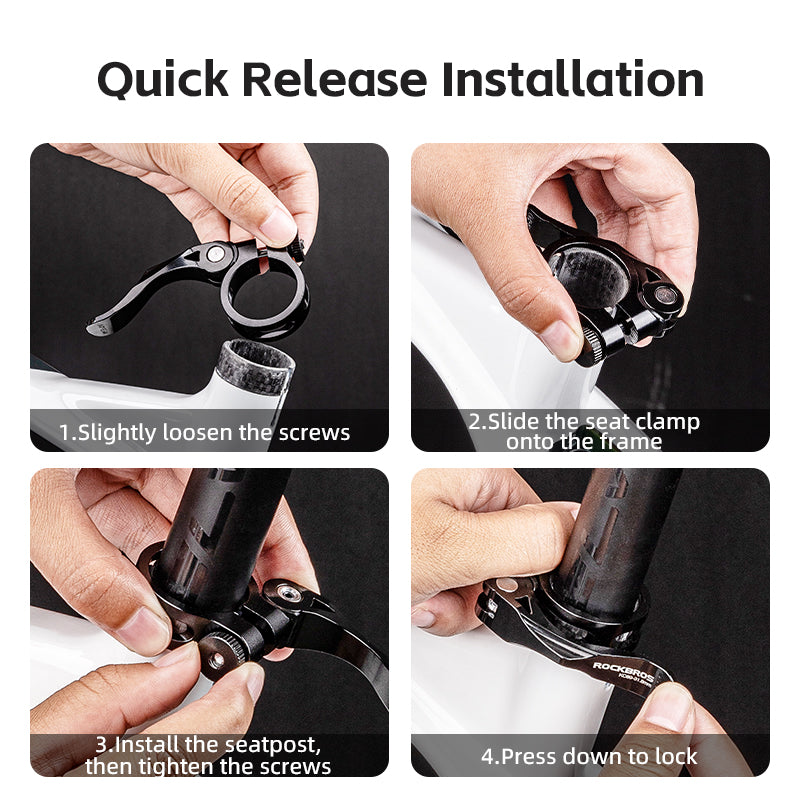 ROCKBROS Lightweight Hollow 6061 Aluminum Bike Seat Clamp with Easy-Screw Lock for Cycling