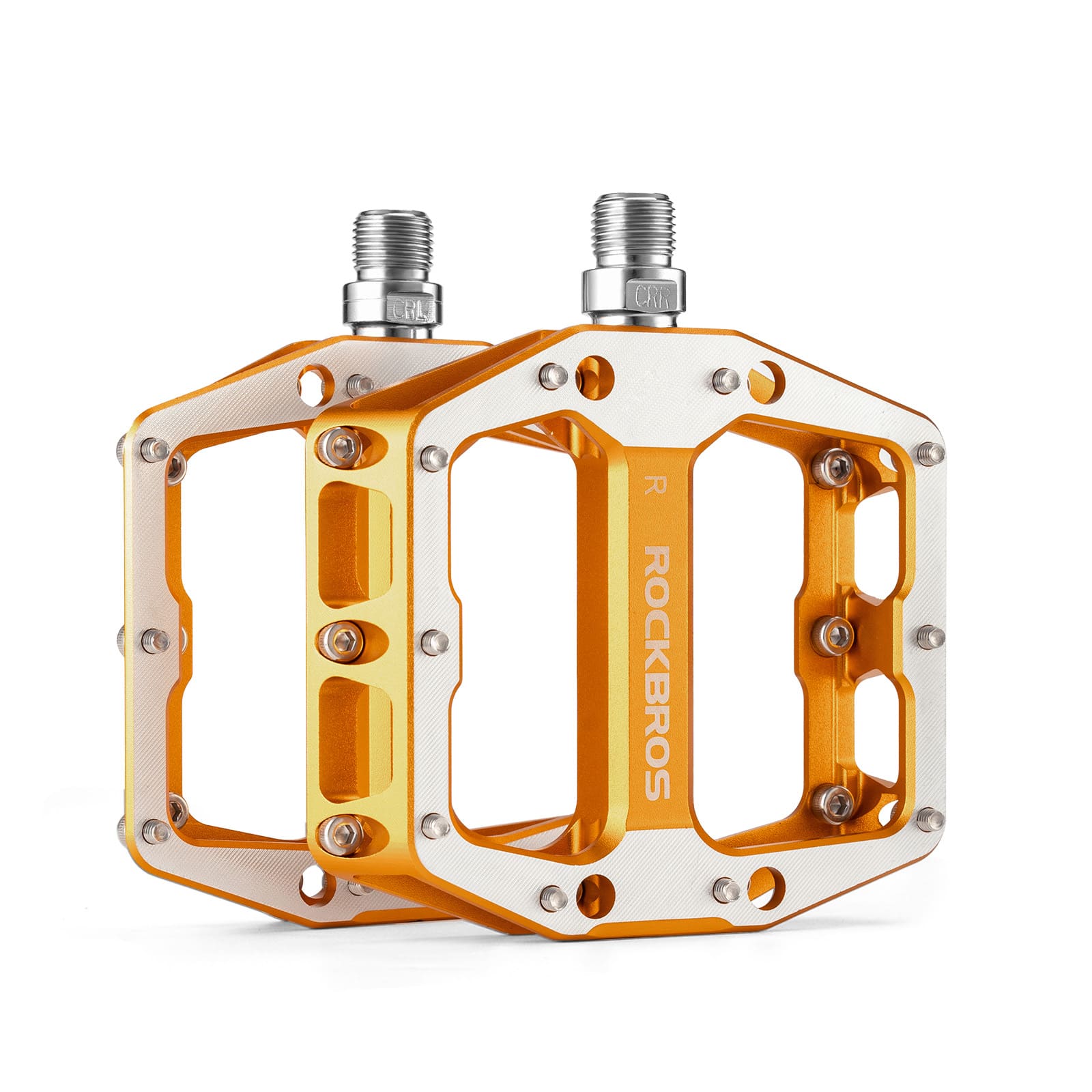 ROCKBROS aluminum alloy downhill bike pedals with wide platform and anti-slip pins for MTB riding
#Color_Gold