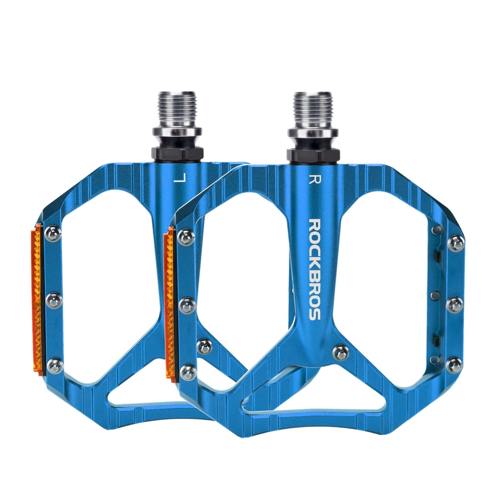 ROCKBROS Aluminum Alloy Lightweight Reflective Bike Pedals with Anti-Slip Studs and Cr-Mo Steel Axle
#Color_Blue