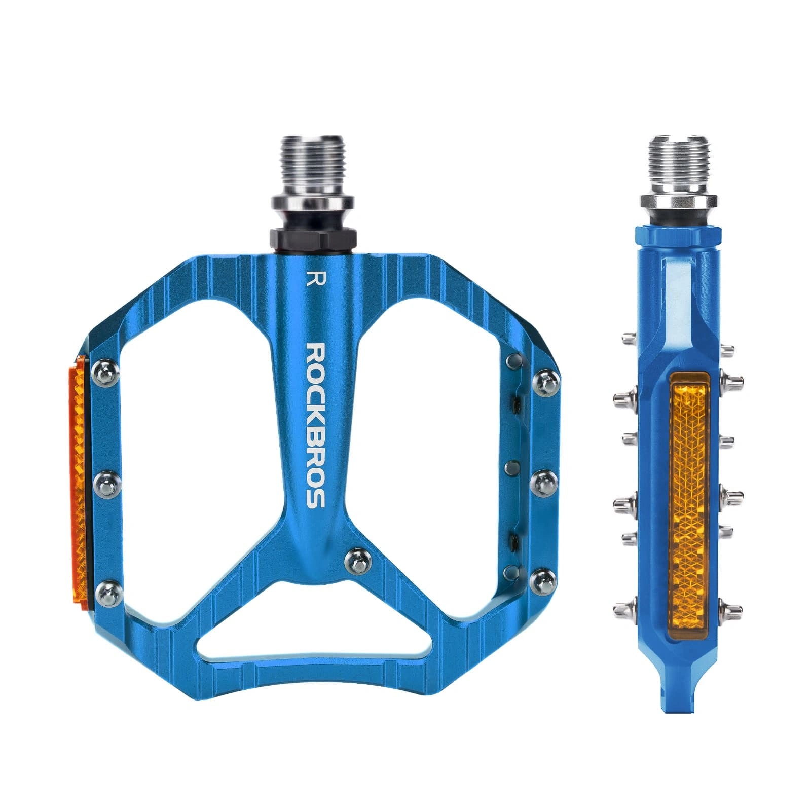 ROCKBROS Aluminum Alloy Lightweight Reflective Bike Pedals with Anti-Slip Studs and Cr-Mo Steel Axle
#Color_Blue