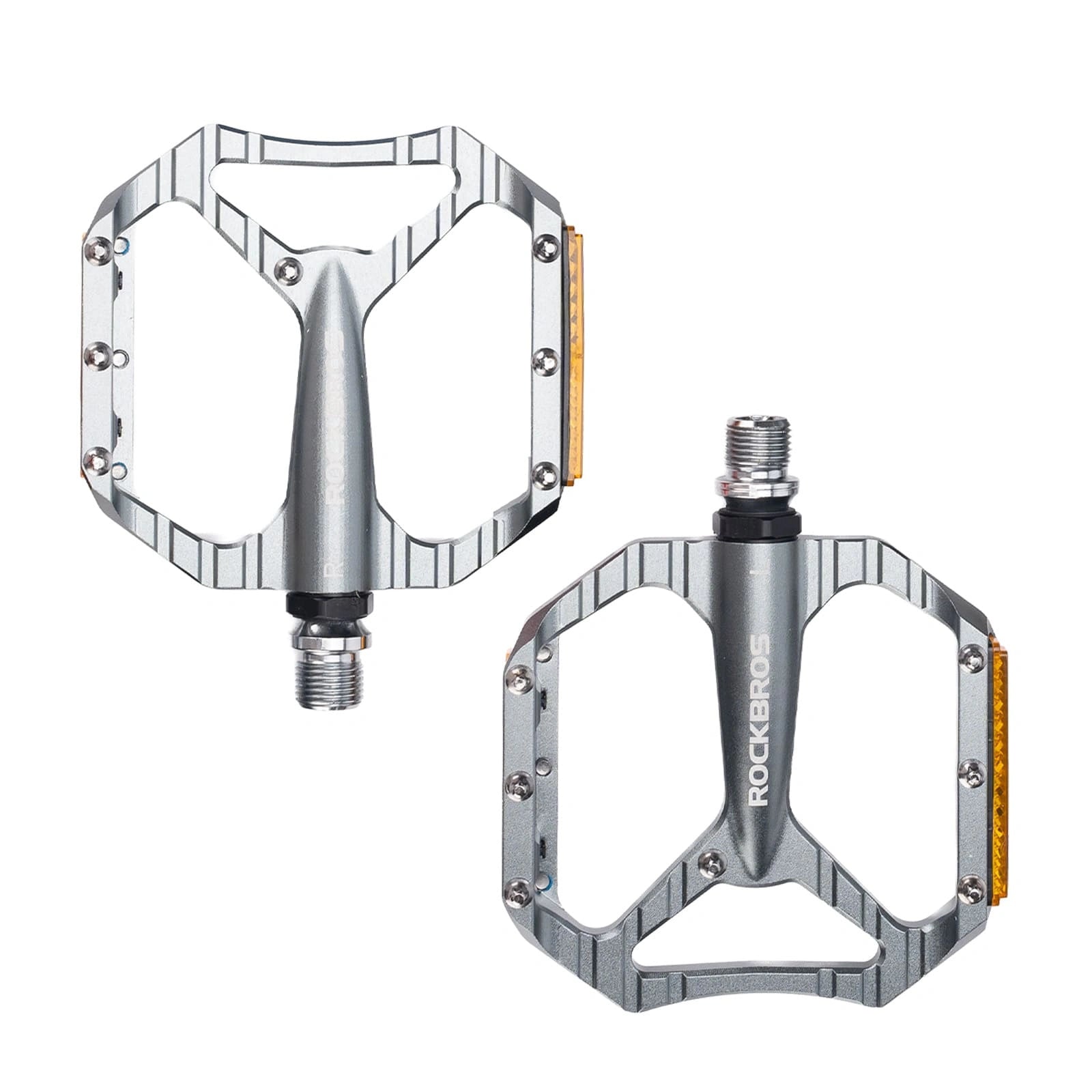 ROCKBROS Aluminum Alloy Lightweight Reflective Bike Pedals with Anti-Slip Studs and Cr-Mo Steel Axle
#Color_Titanium
