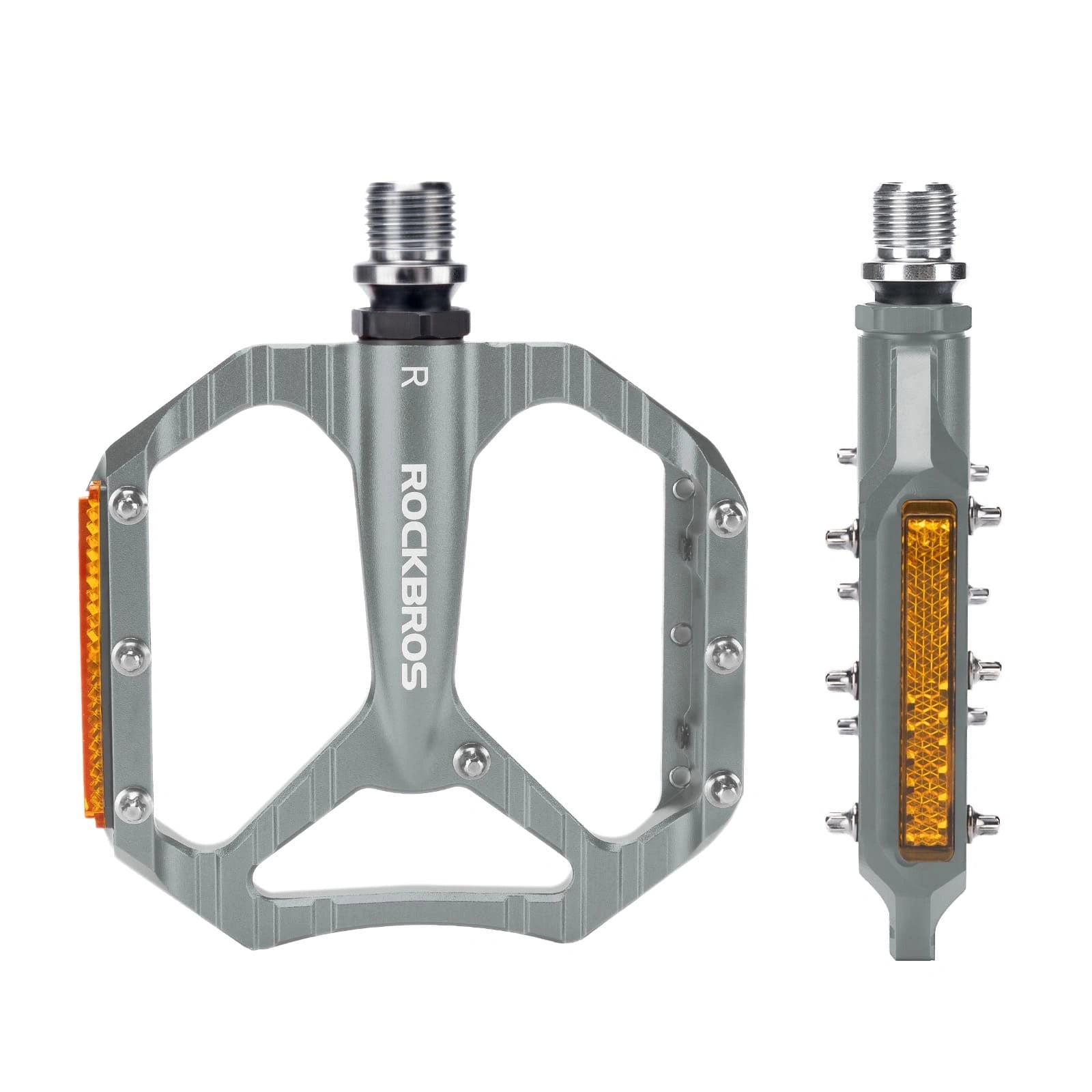 ROCKBROS Aluminum Alloy Lightweight Reflective Bike Pedals with Anti-Slip Studs and Cr-Mo Steel Axle
#Color_Titanium