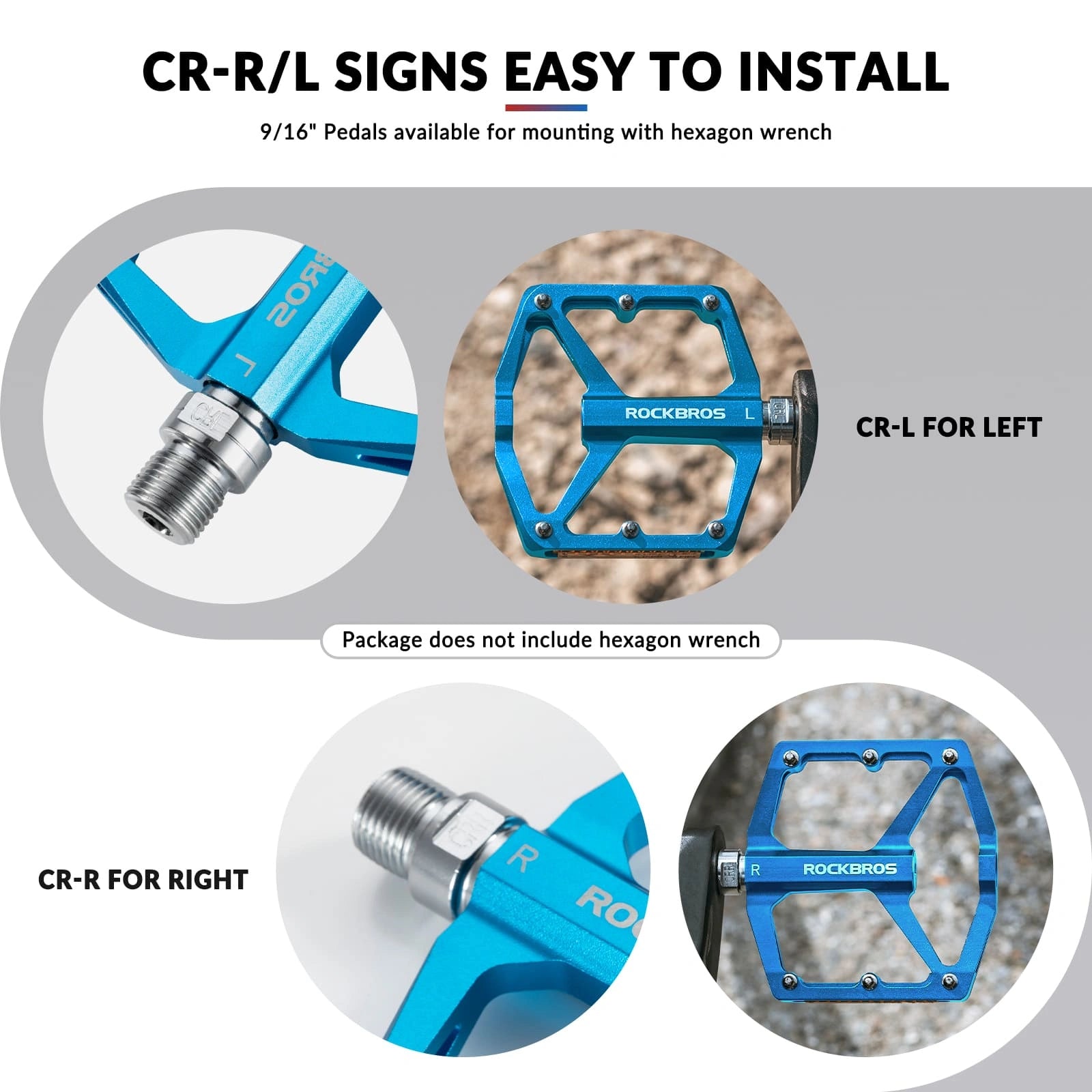 ROCKBROS Aluminum Alloy Reflective Bike Pedals with Anti-Slip Studs, Sealed Bearings, and Lightweight Hollow Design
#Color_Blue