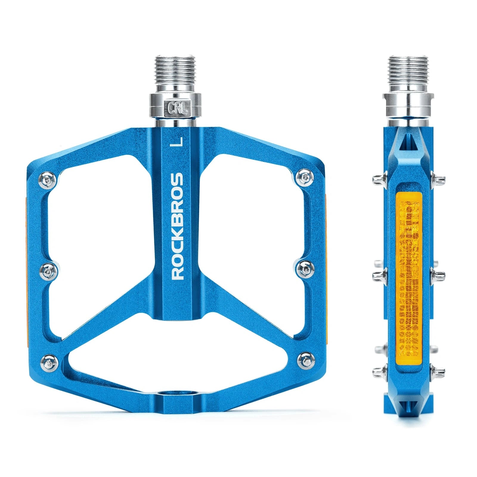 ROCKBROS Aluminum Alloy Reflective Bike Pedals with Anti-Slip Studs, Sealed Bearings, and Lightweight Hollow Design
#Color_Blue