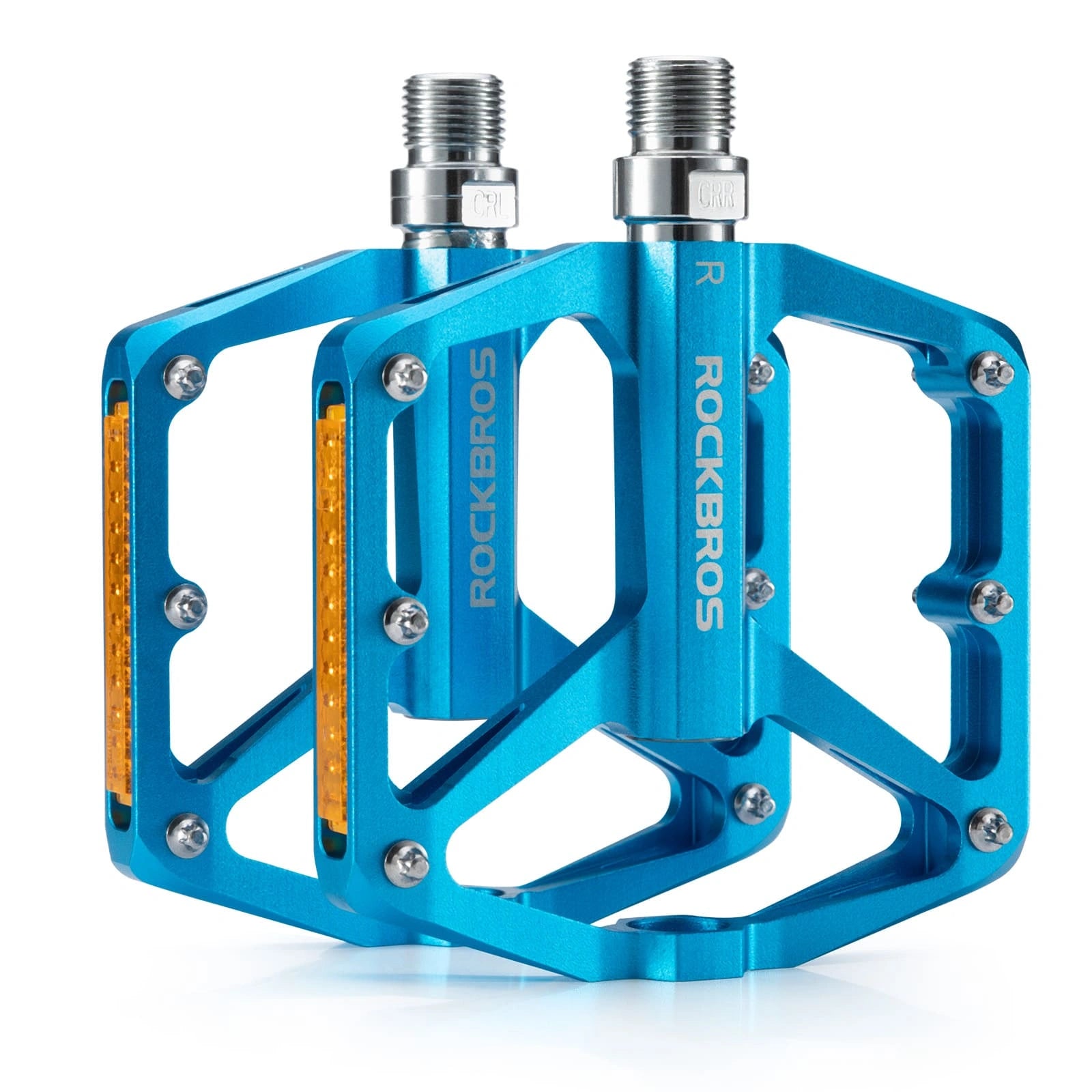ROCKBROS Aluminum Alloy Reflective Bike Pedals with Anti-Slip Studs, Sealed Bearings, and Lightweight Hollow Design
#Color_Blue