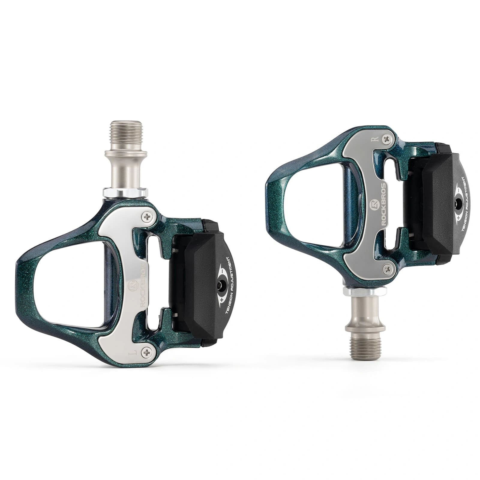 ROCKBROS Aluminum Alloy SPD Road Bike Pedals with Wide Platform, Sealed Bearings and Included Cleats for Road Cycling