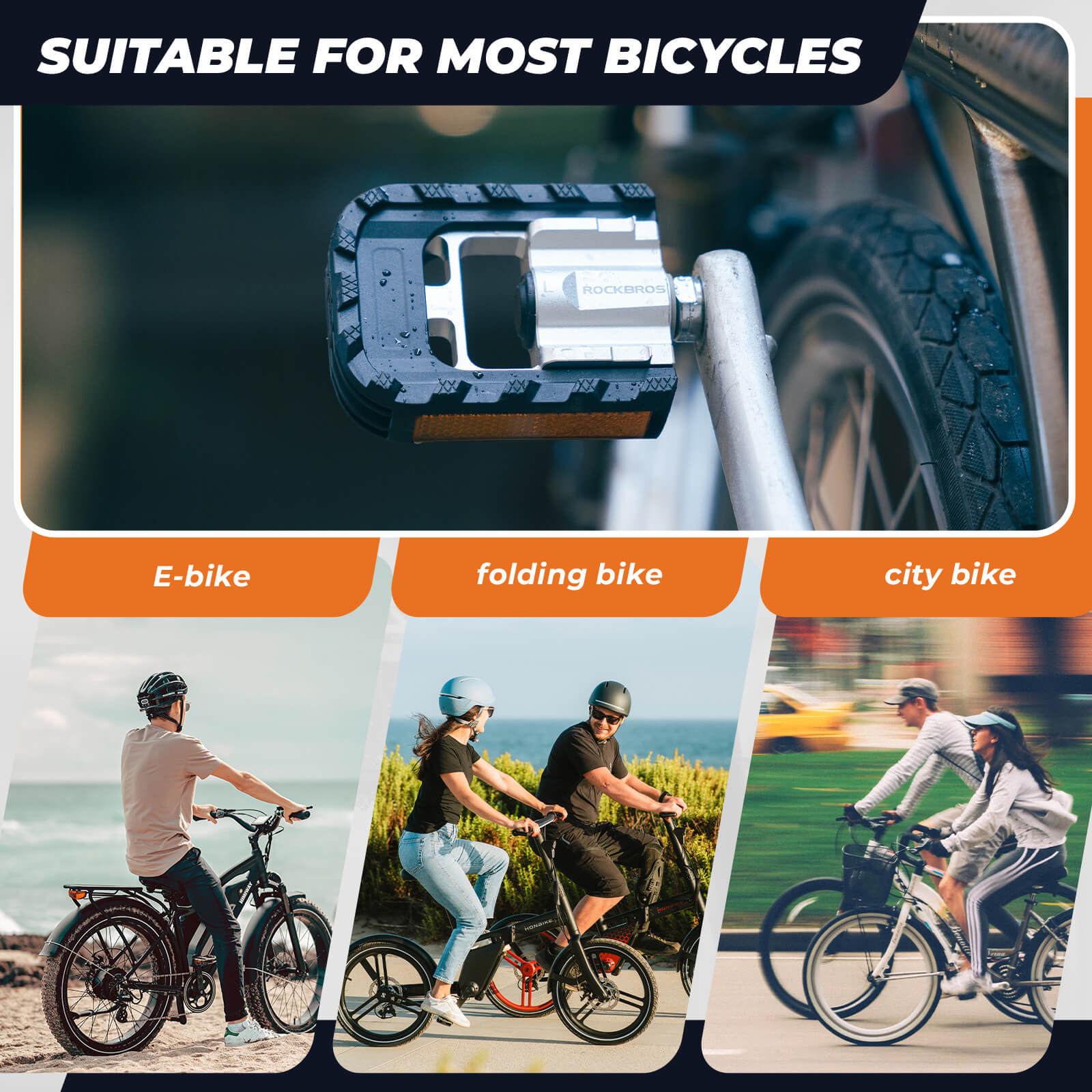ROCKBROS aluminum folding bike pedals – lightweight, durable, and portable bicycle pedals for road, mountain, and folding bikes