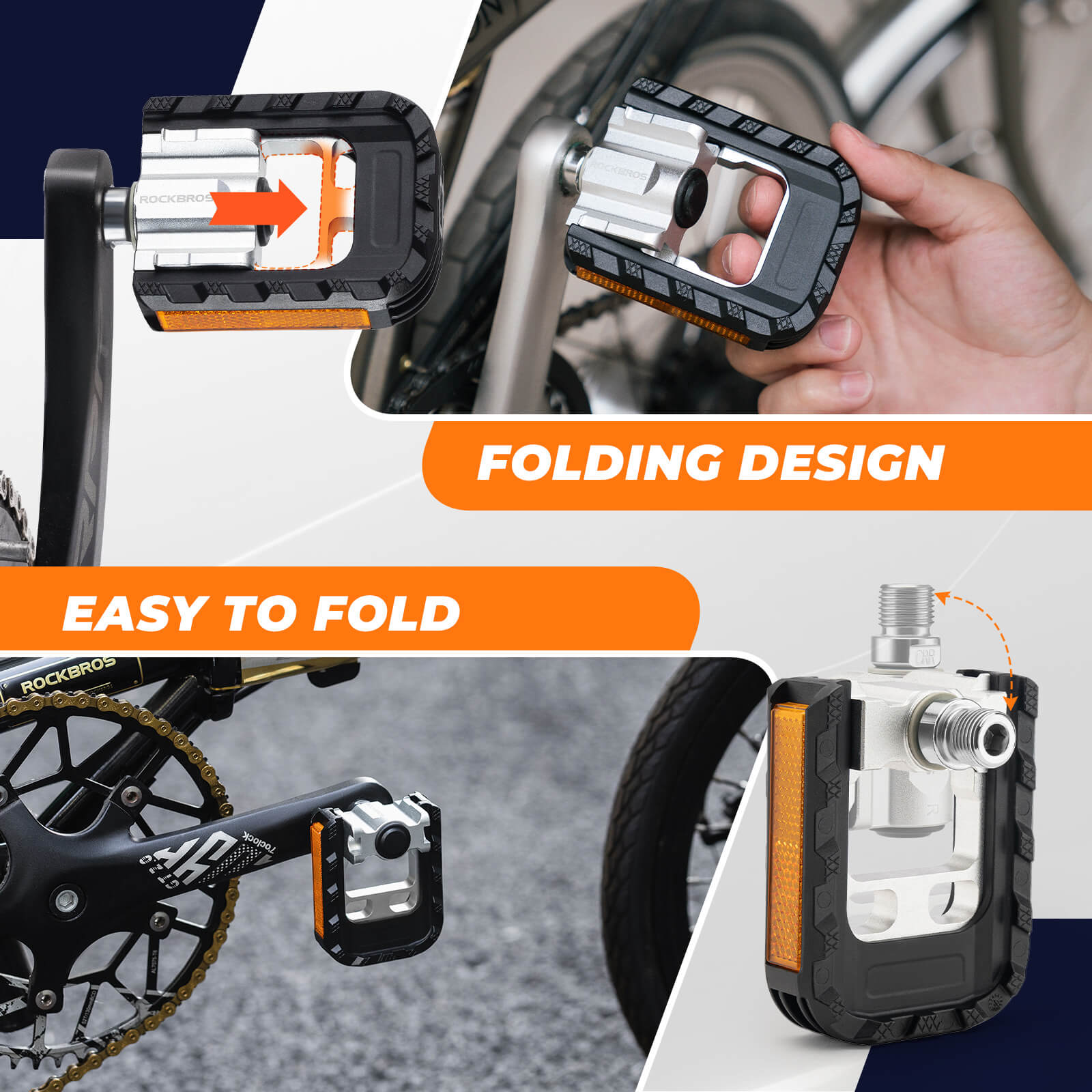 ROCKBROS aluminum folding bike pedals – lightweight, durable, and portable bicycle pedals for road, mountain, and folding bikes