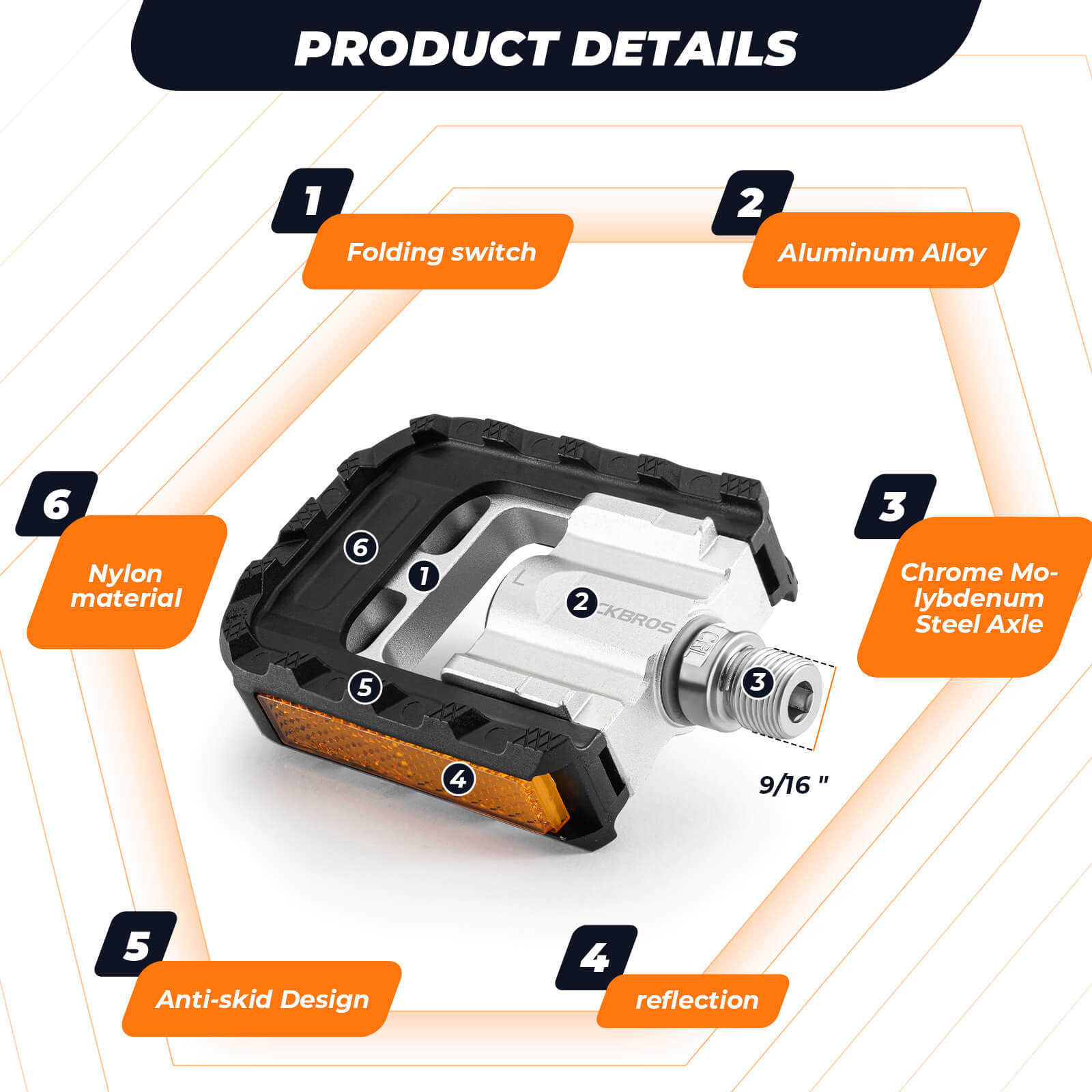 ROCKBROS aluminum folding bike pedals – lightweight, durable, and portable bicycle pedals for road, mountain, and folding bikes