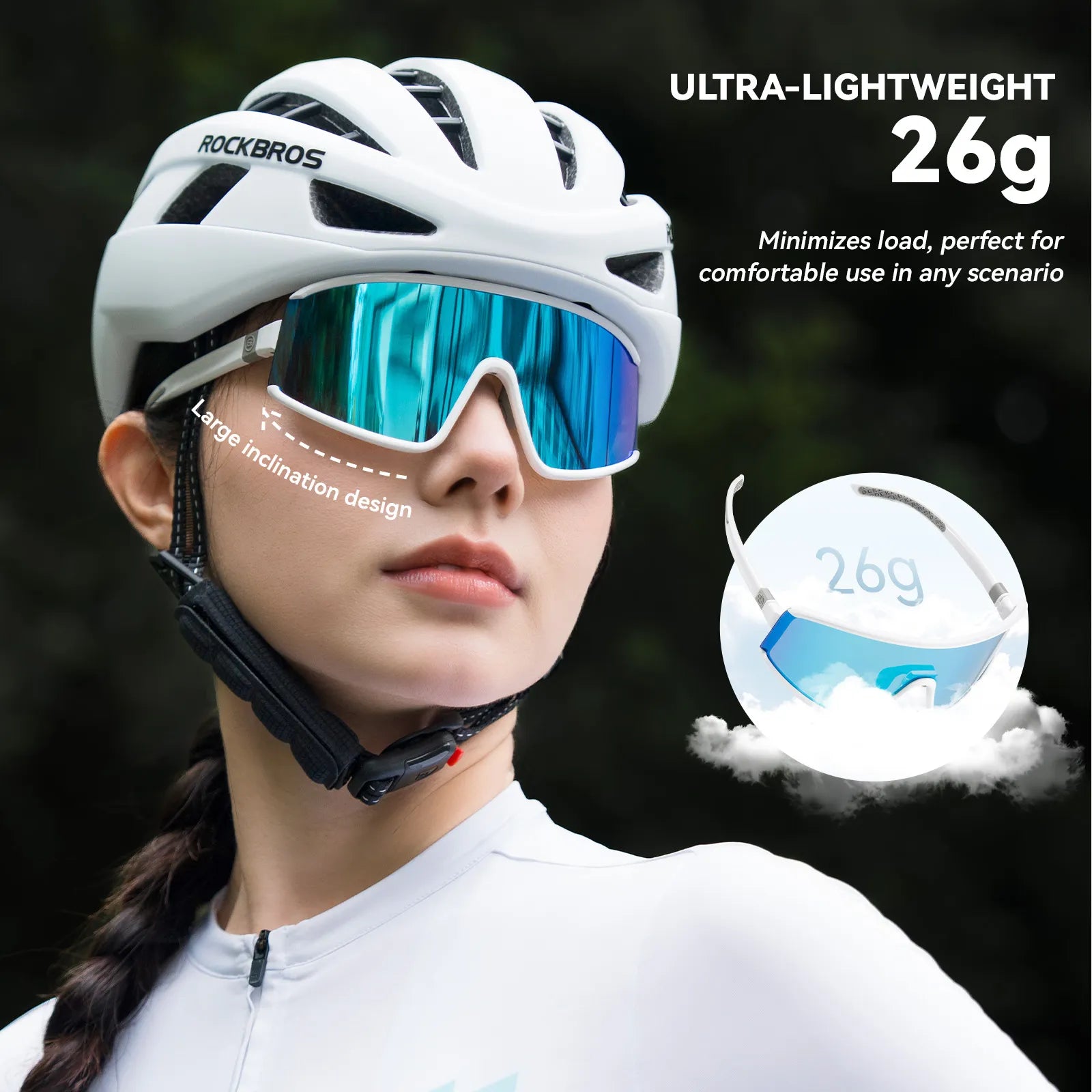 ROCKBROS lightweight photochromic sports sunglasses for cycling and hiking with UV400 protection