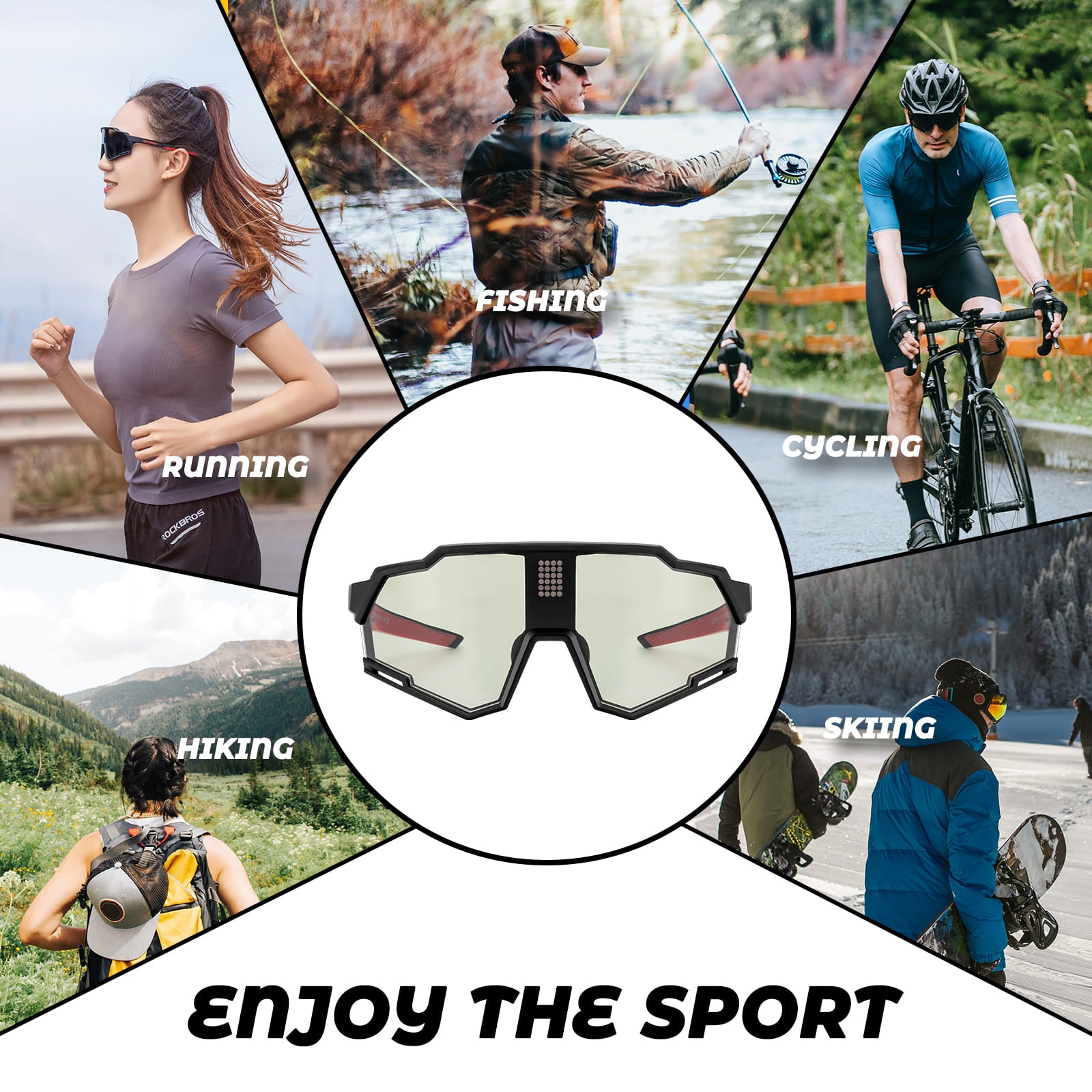 ROCKBROS anti-glare smart LCD adaptive cycling glasses for road cycling and outdoor riding
