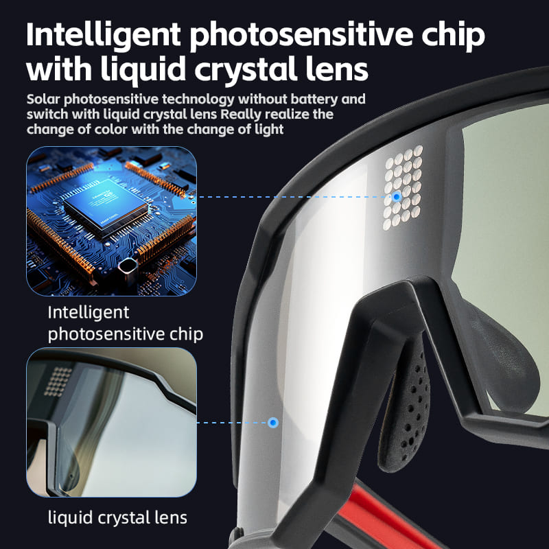 ROCKBROS anti-glare smart LCD adaptive cycling glasses for road cycling and outdoor riding