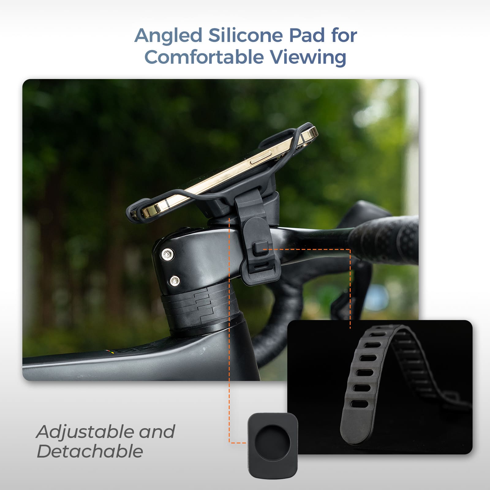 ROCKBROS anti-slip silicone bike phone mount for 4–7 inch smartphones on road and mountain bikes