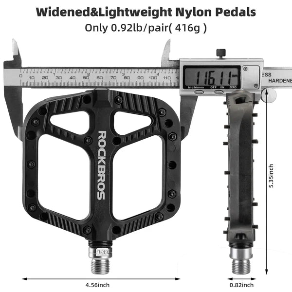 ROCKBROS Anti-Slip Wide Nylon Comfort Bike Pedals with Cr-Mo Steel Spindle, Sealed DU Bearings, and 9/16 Inch Fit
#Color_Black