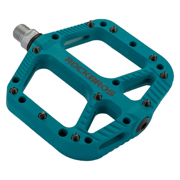 ROCKBROS Anti-Slip Wide Nylon Comfort Bike Pedals with Cr-Mo Steel Spindle, Sealed DU Bearings, and 9/16 Inch Fit
#Color_Blue