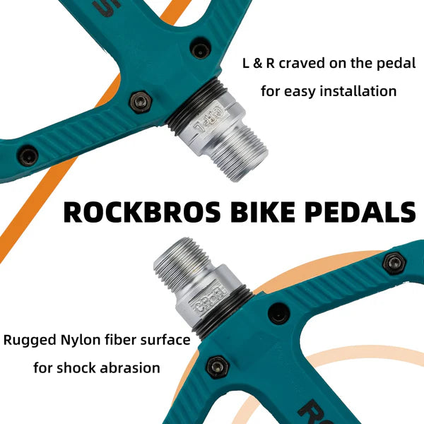 ROCKBROS Anti-Slip Wide Nylon Comfort Bike Pedals with Cr-Mo Steel Spindle, Sealed DU Bearings, and 9/16 Inch Fit
#Color_Blue