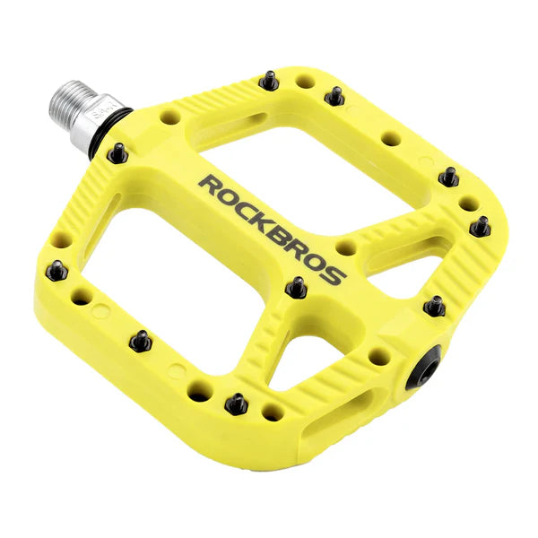 ROCKBROS Anti-Slip Wide Nylon Comfort Bike Pedals with Cr-Mo Steel Spindle, Sealed DU Bearings, and 9/16 Inch Fit
#Color_Green