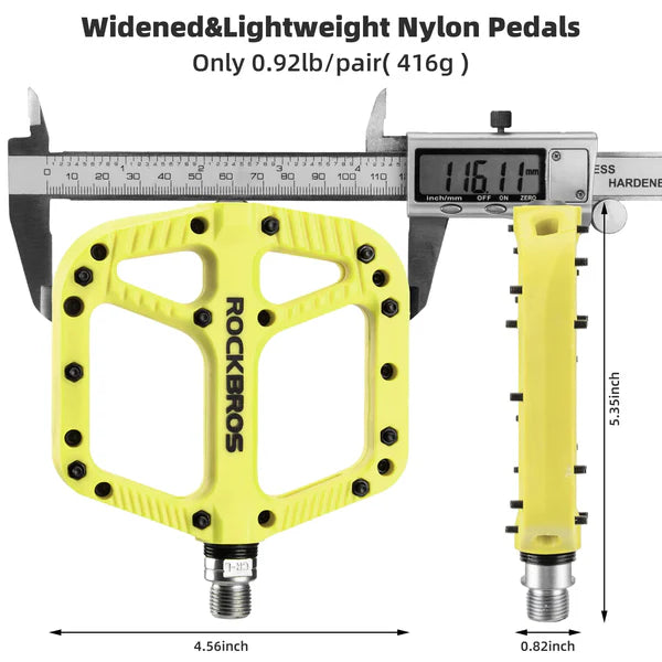 ROCKBROS Anti-Slip Wide Nylon Comfort Bike Pedals with Cr-Mo Steel Spindle, Sealed DU Bearings, and 9/16 Inch Fit
#Color_Green