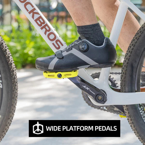 ROCKBROS Anti-Slip Wide Nylon Comfort Bike Pedals with Cr-Mo Steel Spindle, Sealed DU Bearings, and 9/16 Inch Fit
#Color_Green