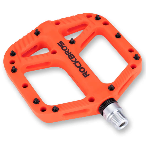 ROCKBROS Anti-Slip Wide Nylon Comfort Bike Pedals with Cr-Mo Steel Spindle, Sealed DU Bearings, and 9/16 Inch Fit
#Color_Orange