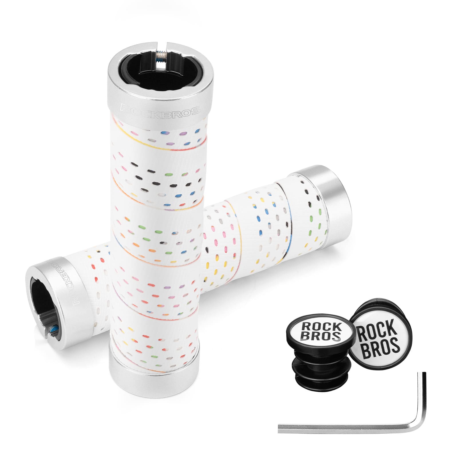 ROCKBROS anti-slip wrap bike handlebar tape with double lock rings for mountain bikes
#Color_White