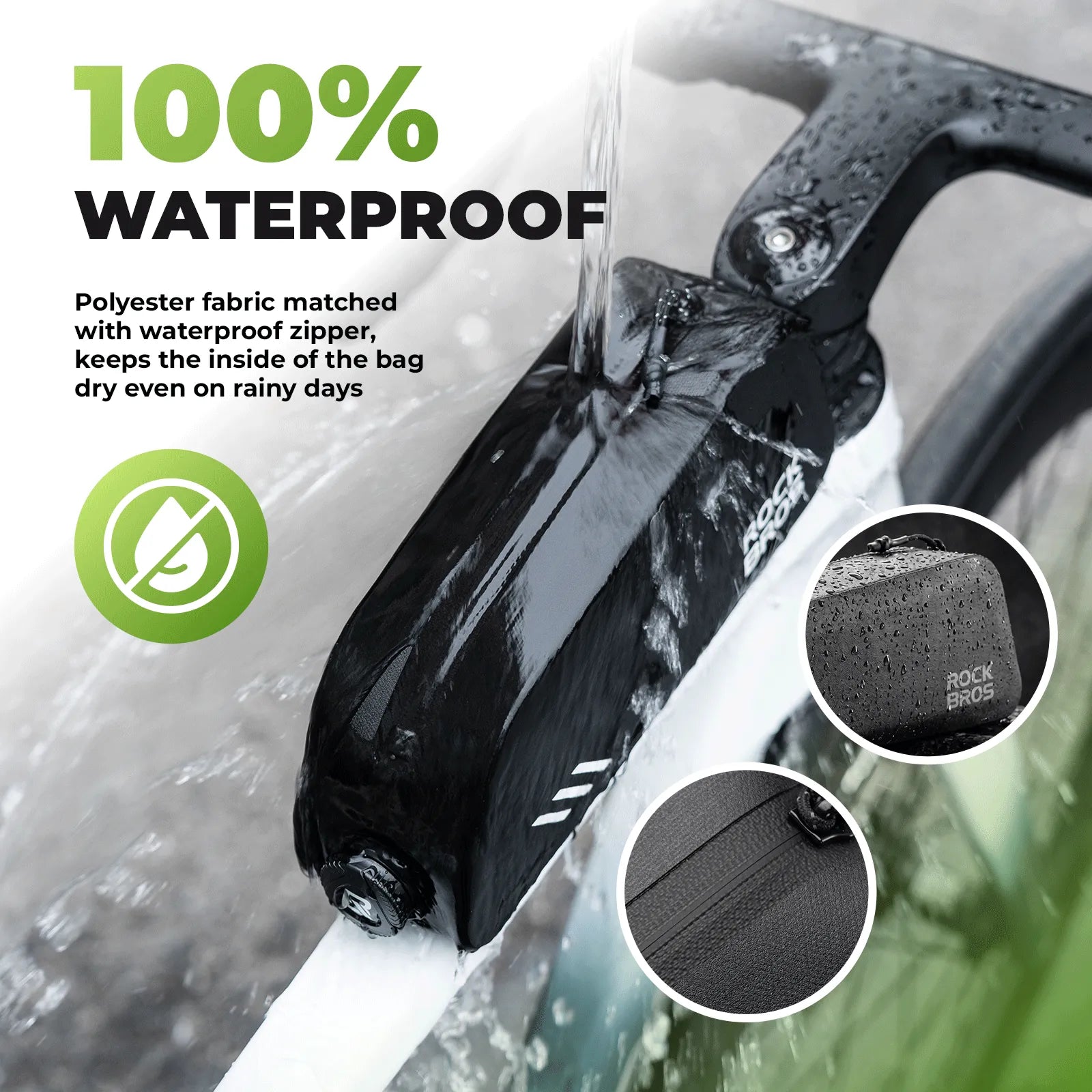 ROCKBROS AS-172 waterproof bike top tube bag with 0.9L storage for road, mountain, and gravel bikes