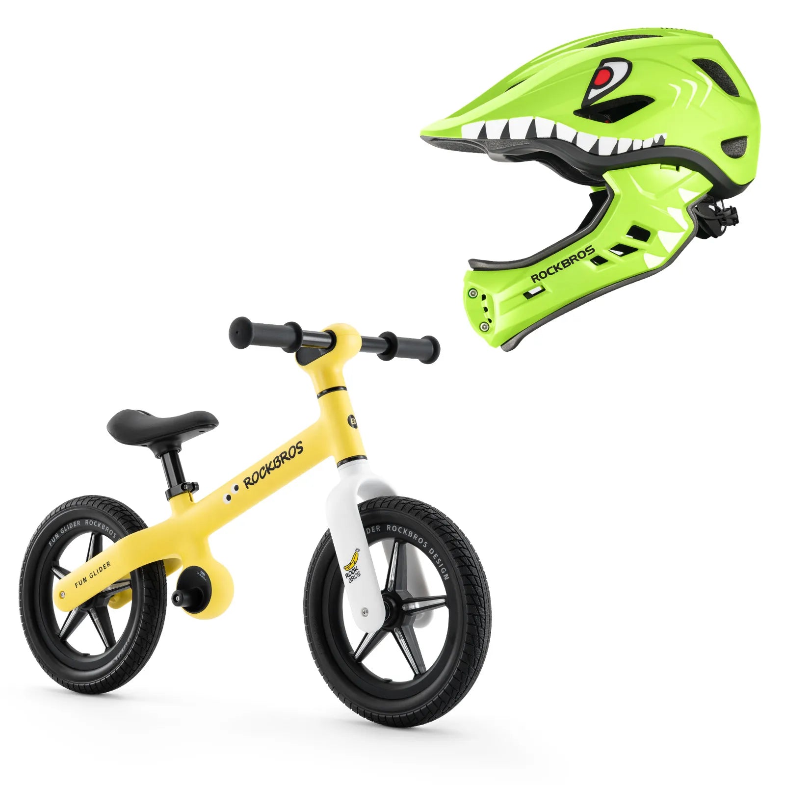 ROCKBROS balance bike and helmet starter kit for young riders learning balance, coordination, and cycling skills
#Color_Yellow