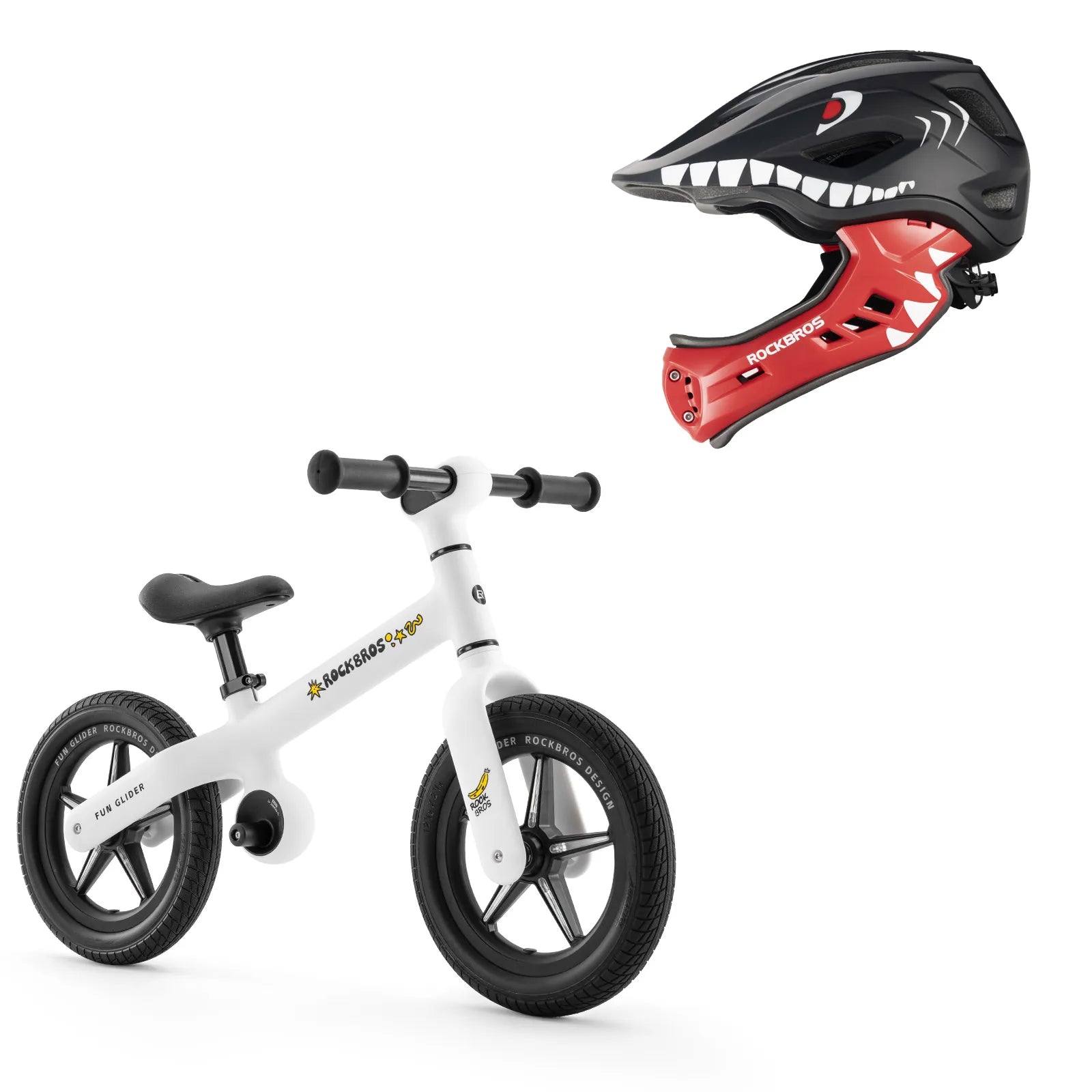ROCKBROS balance bike and helmet starter kit for young riders learning balance, coordination, and cycling skills
#Color_White