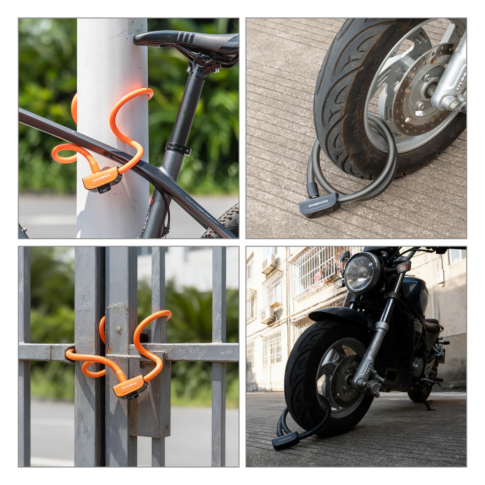 ROCKBROS Bicycle Cable Lock with keys for bike security