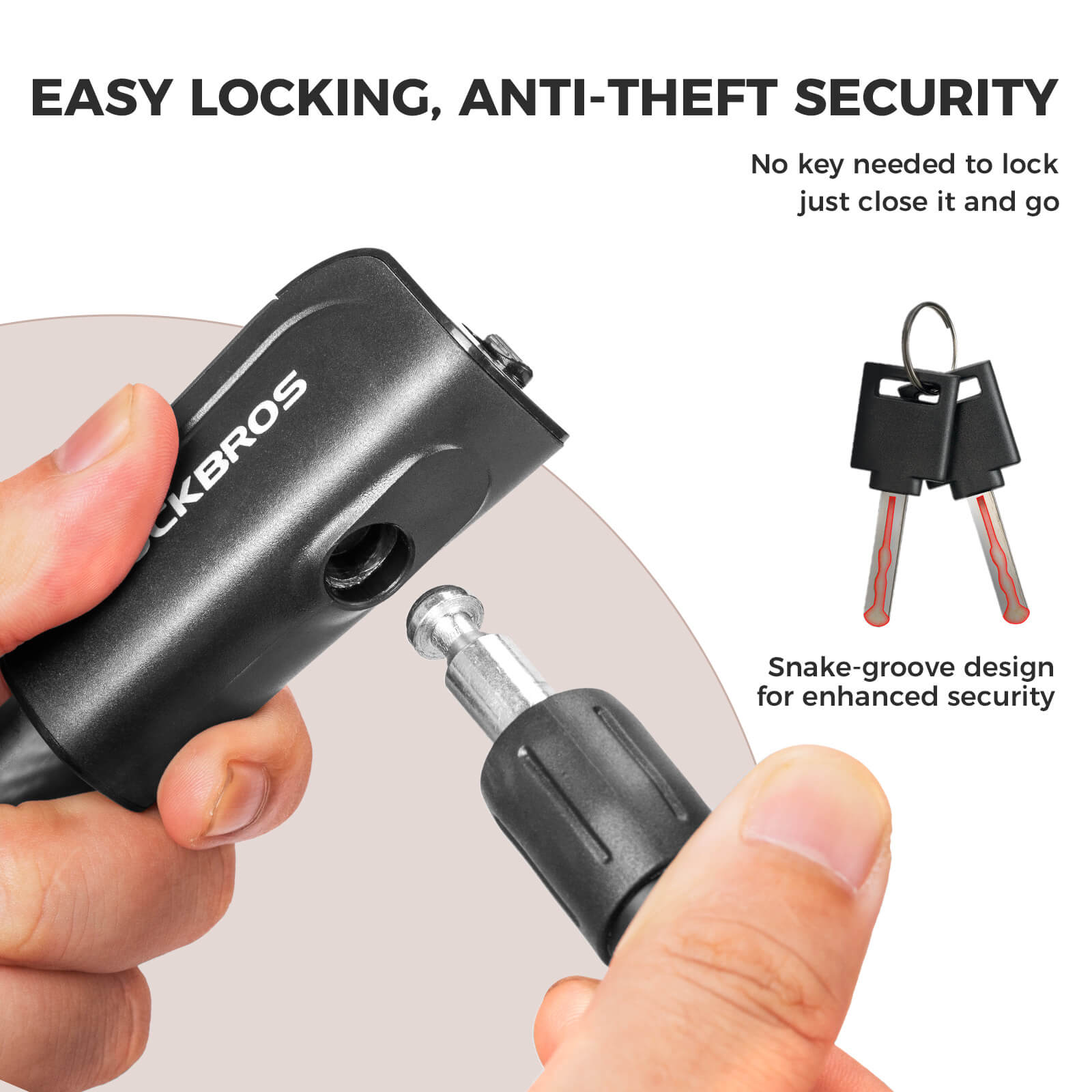 ROCKBROS Bicycle Cable Lock with keys for bike security
#Color_Black