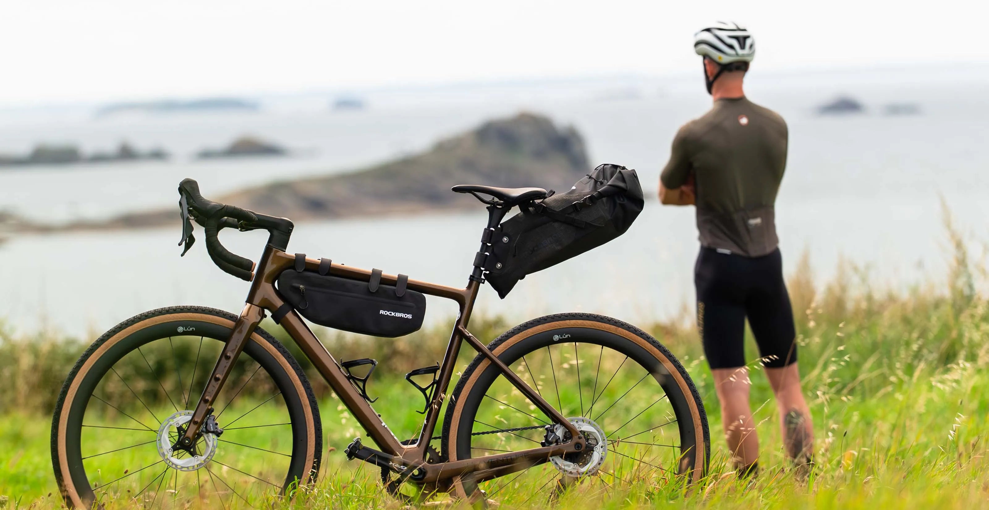 ROCKBROS bike bag providing convenient storage during a weekend long-distance cycling adventure